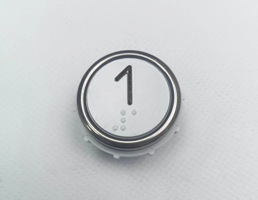 Кнопка вызова/приказа, ВК-33-5Б, 1 этаж, красная подсветка, с Брайлем (разъем MLB)