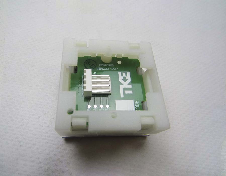 Кнопка вызова/приказа, KT40, 40×40, голубая подсветка, 4 этаж, низкая, с Брайлем