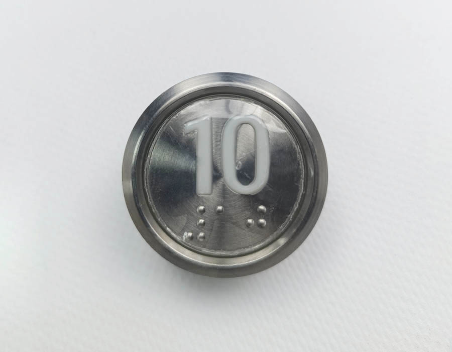 Кнопка вызова/приказа, BAS231, 10 этаж, с кодом Брайля, белая подсветка