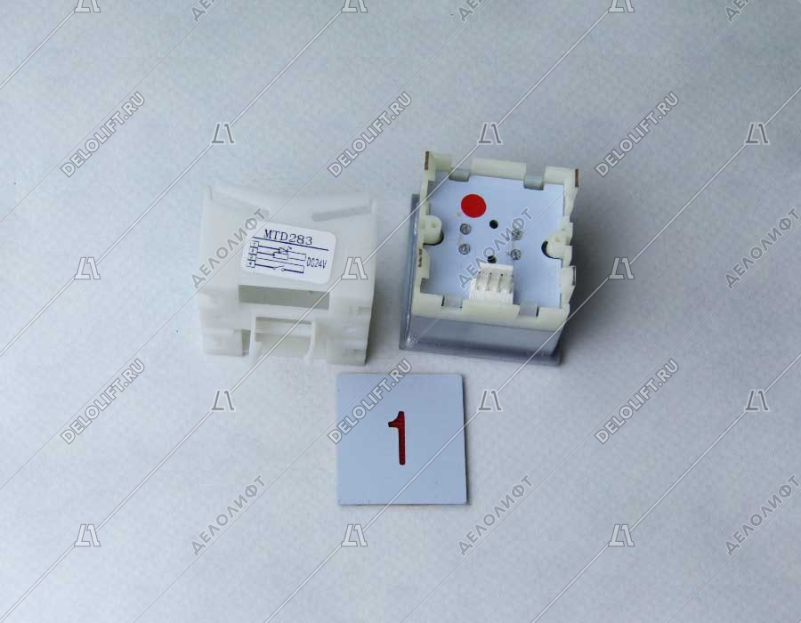 Кнопка вызова/приказа, тип KT40 STEP C, 40х40 мм, 1 этаж, красная подсветка