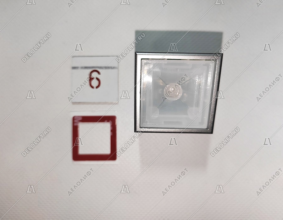 Кнопка вызова/приказа, тип KT40 STEP C, 40х40 мм, 6 этаж, красная подсветка